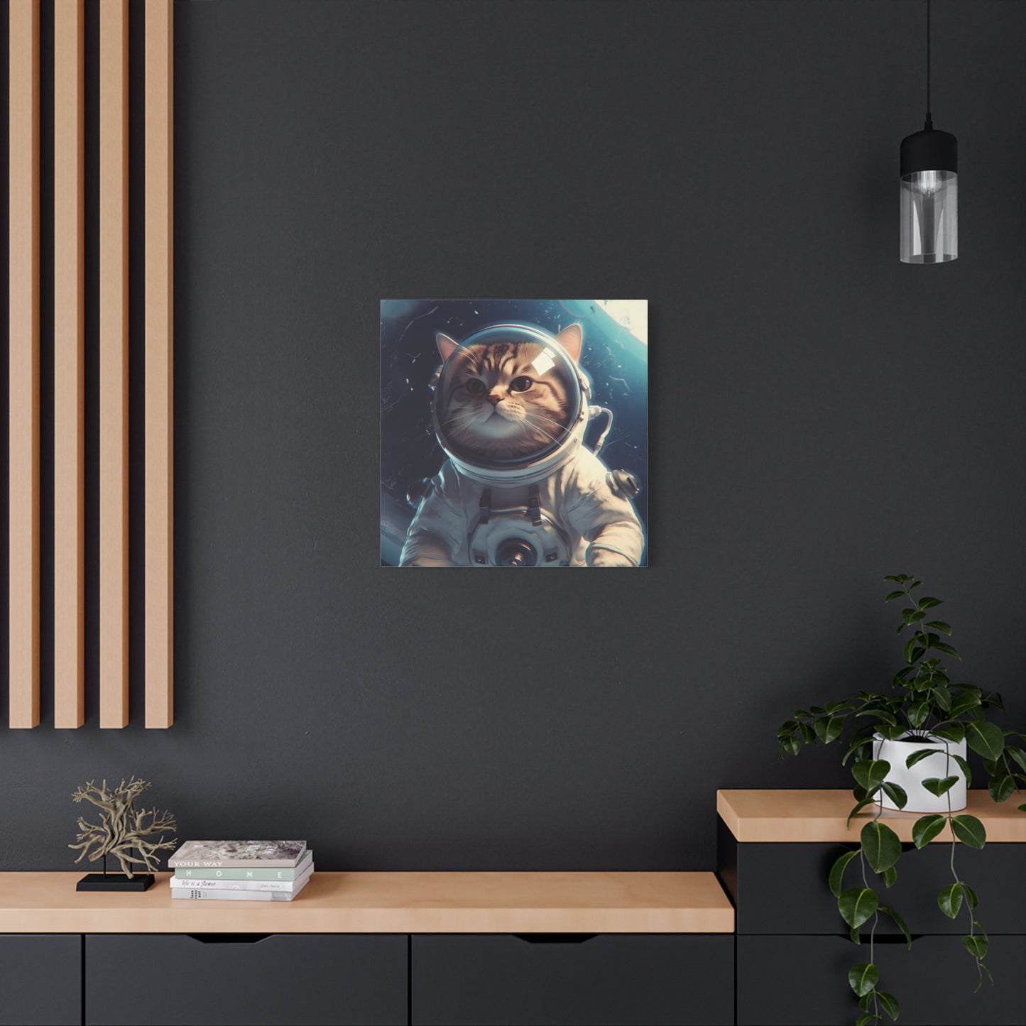 "Space Pupper Art" - Framed Canvas Print Colourful Wall Art