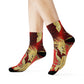 "Dragon and Phoenix Dynasty Crew Socks: A Majestic Fusion of Crimson and Gold Asian Textiles!" - Men and Women Crew Socks Combed Athletic Sports Casual Classic