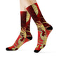 "Dragon and Phoenix Dynasty Crew Socks: A Majestic Fusion of Crimson and Gold Asian Textiles!" - Men and Women Crew Socks Combed Athletic Sports Casual Classic