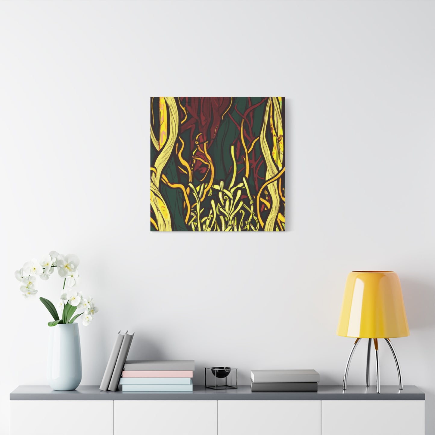 "Alien Organics: Neon Noir" - Framed Canvas Print Colourful Wall Art