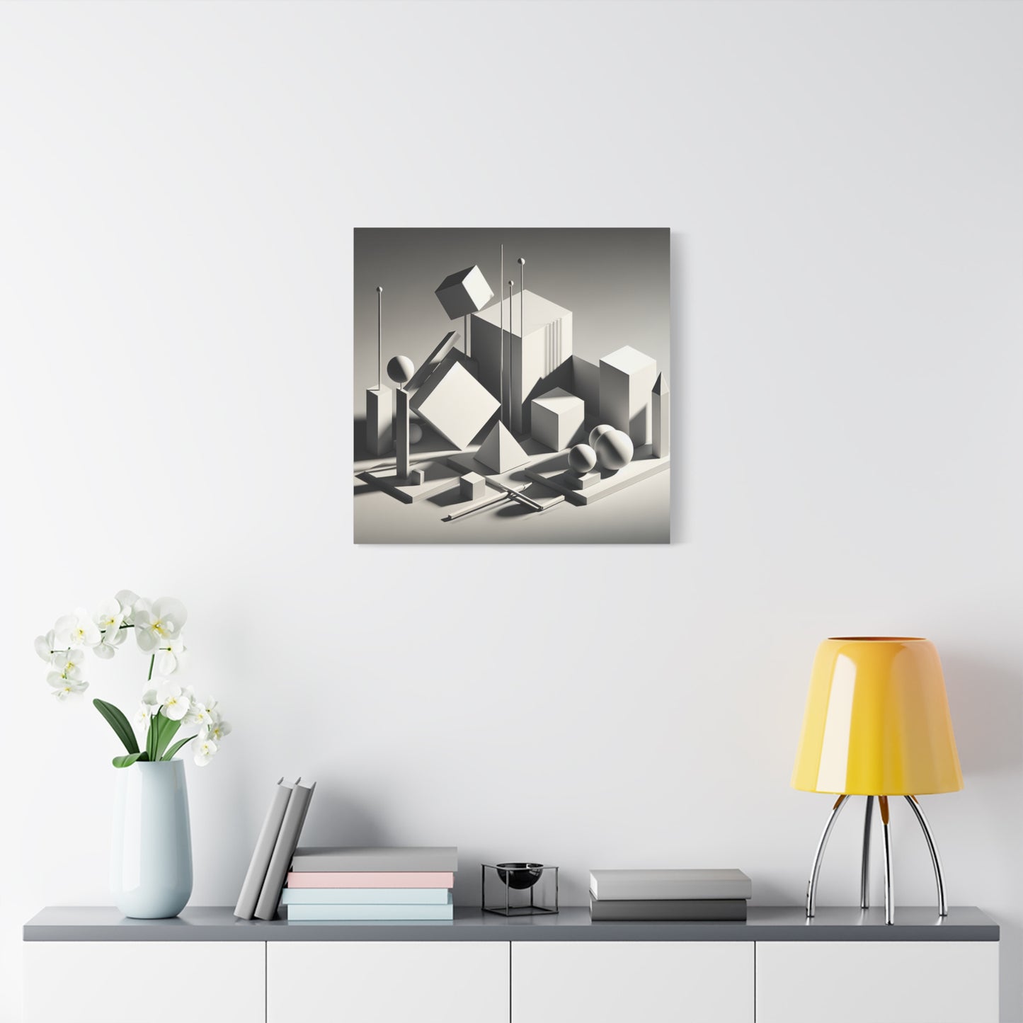 "Geometric Precision" - Framed Canvas Print Colourful Wall Art