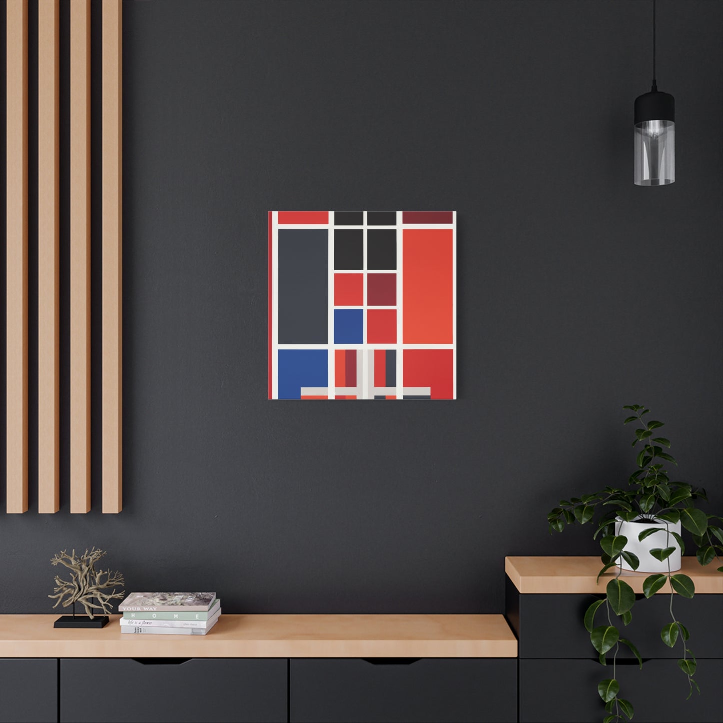 "Abstract Geometric Fusion" - Framed Canvas Print Colourful Wall Art