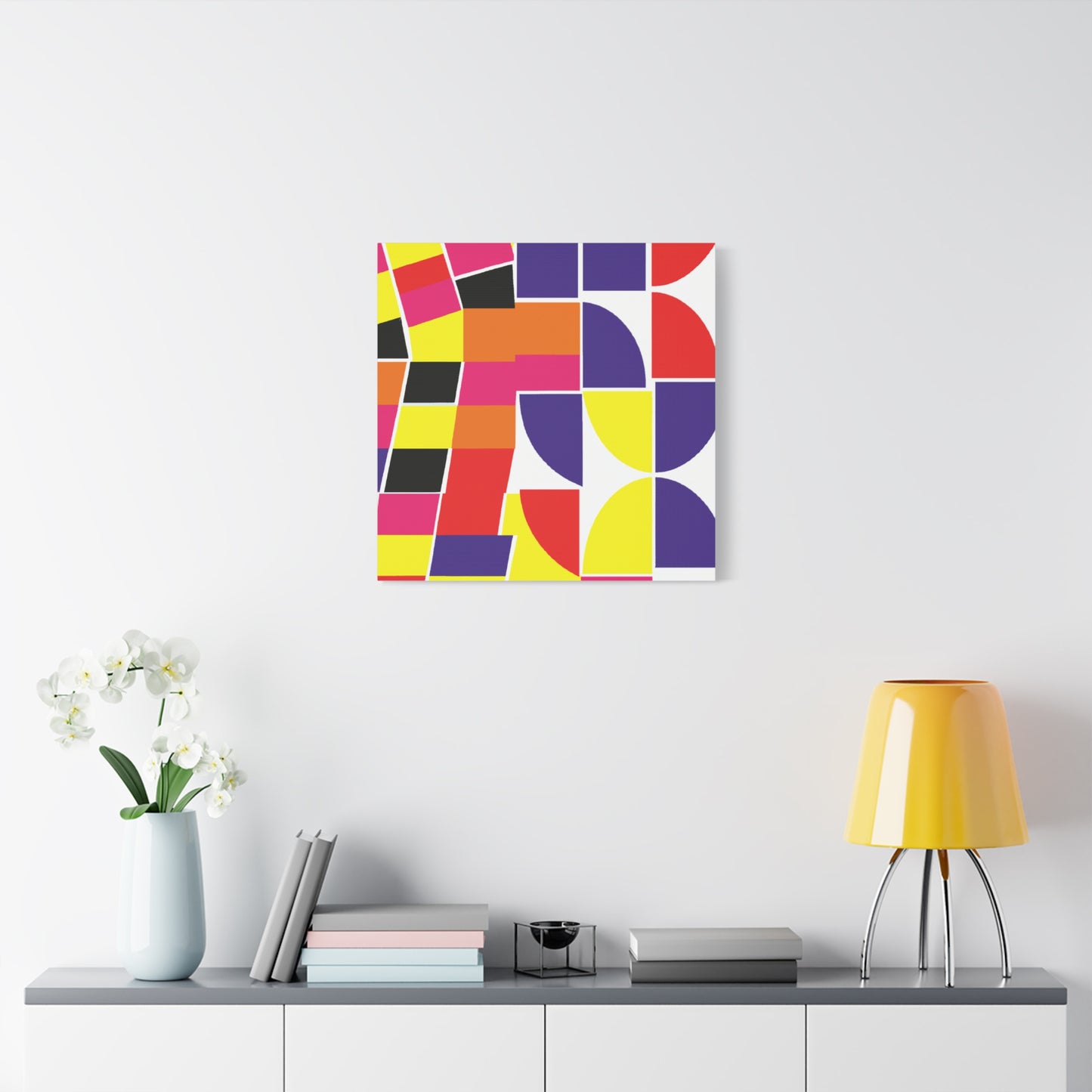 "Optical Visionscape" - Framed Canvas Print Colourful Wall Art