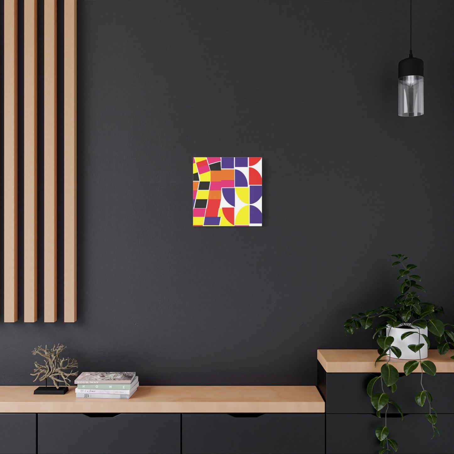 "Optical Visionscape" - Framed Canvas Print Colourful Wall Art