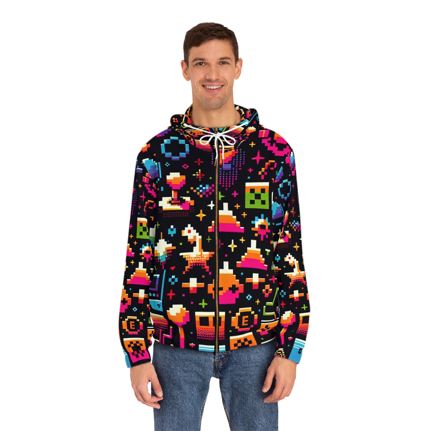 "Pixel Arcade Coat" - Hoodies 3d Print Jupers with Pockets Long Sleeve