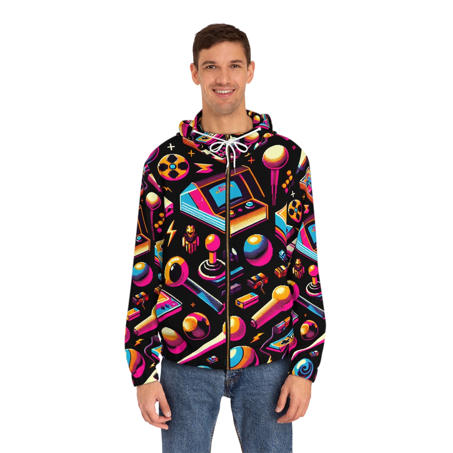 "Retro Game Coat" - Hoodies 3d Print Jumpers with Pockets Long Sleeve Sweatshirt Casual Streetwear