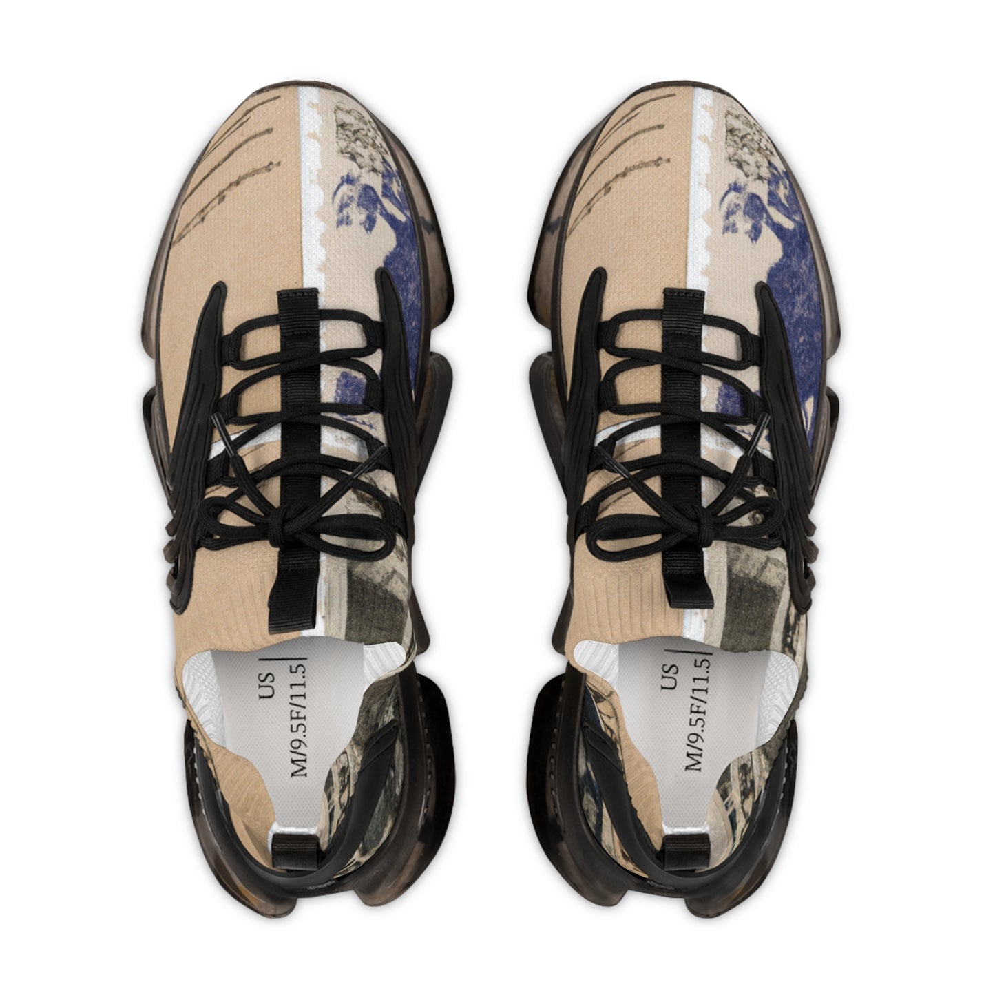 "Stamp Your Style: Vintage Postage Motif Inspired Sports Sneaker" - Shoes Athletic Tennis Sneakers Sports Walking Shoes