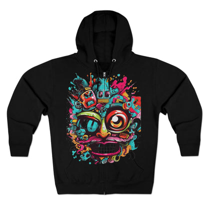 "Urban Graffiti Hoodie" - Hoodies Zip Up Long Sleeve Fleece Sweatshirts Hoodies