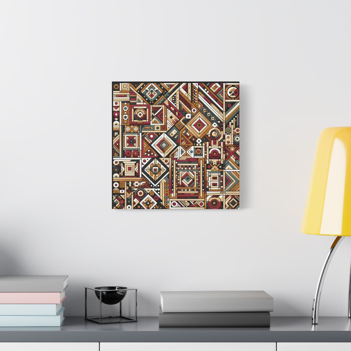"Native Geometry" - Framed Canvas Print Colourful Wall Art