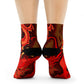 "Flourishing Firebirds: Crimson & Gold Oriental Dragon & Phoenix Crew Socks" - Men and Women Crew Socks Combed Athletic Sports Casual Classic