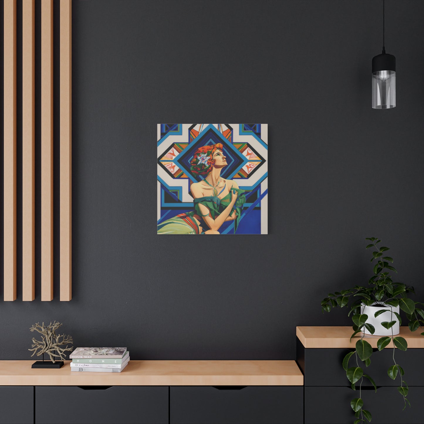 "Glamorously Geometric" - Framed Canvas Print Colourful Wall Art