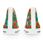 "Soleful Spirits: Celebrate Life with our Day of the Dead High-Top Sneakers! Featuring an alluring textile pattern of vibrant, decorated skulls adorned with traditional floral designs and detailed line - High Top Trainers Fashion Sneakers