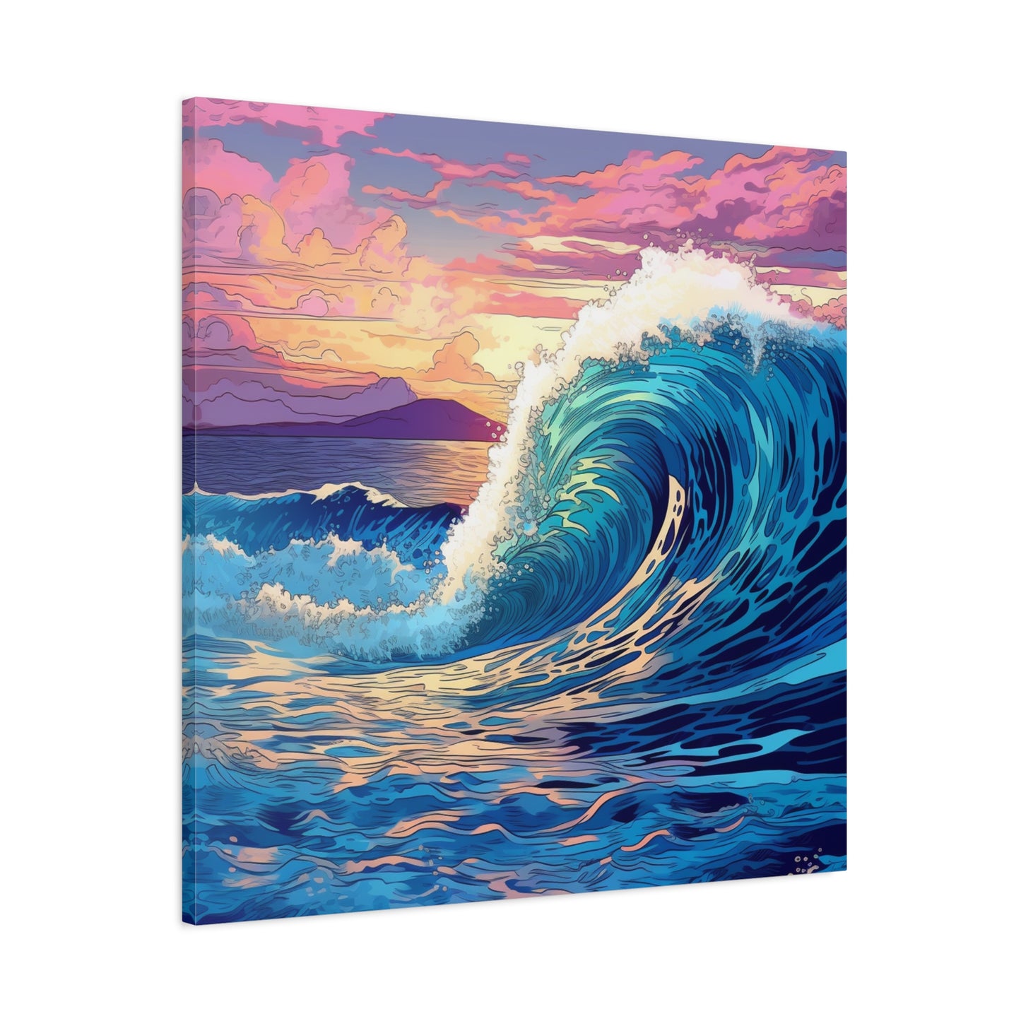 "Oceanic Swell Print" - Framed Canvas Print Colourful Wall Art