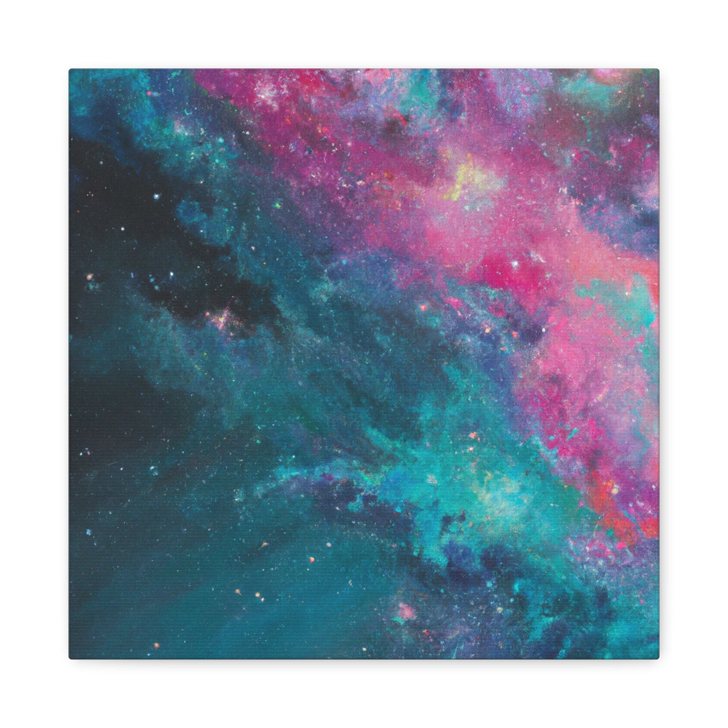 "Galactic Teal Dreams" - Framed Canvas Print Colourful Wall Art