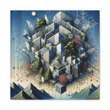 "NatureTech Fusion" - Framed Canvas Print Colourful Wall Art