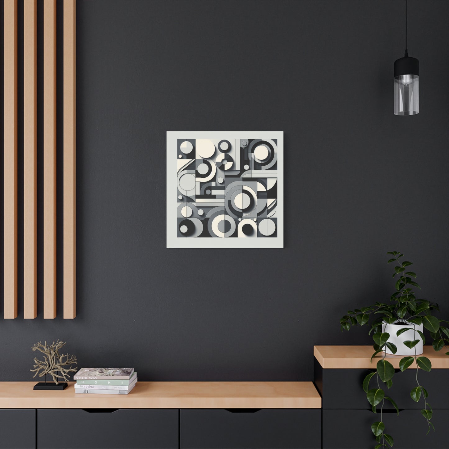 "Gray Geometry Art" - Framed Canvas Print Colourful Wall Art