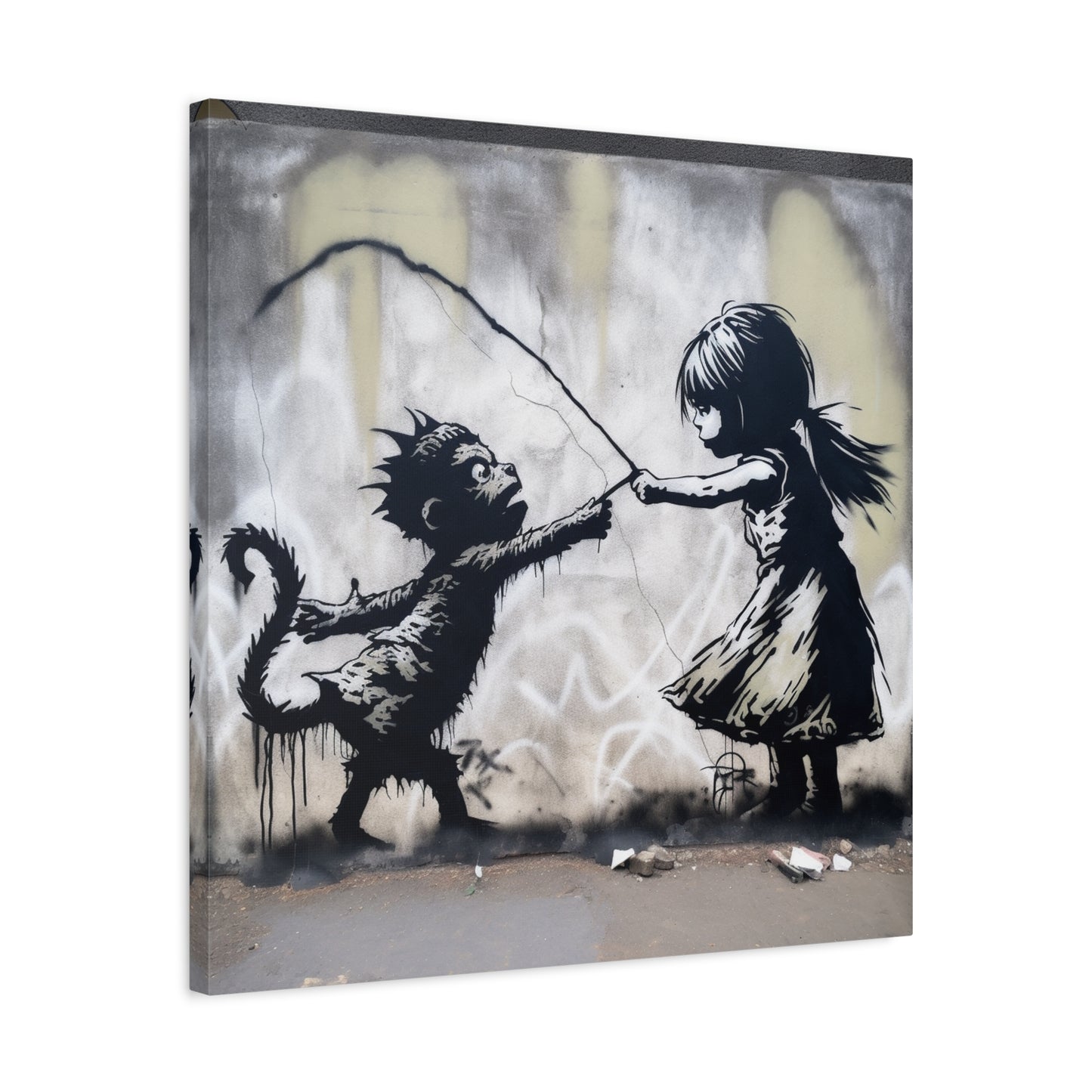 "AI Graffiti Transform" - Framed Canvas Print Colourful Wall Art