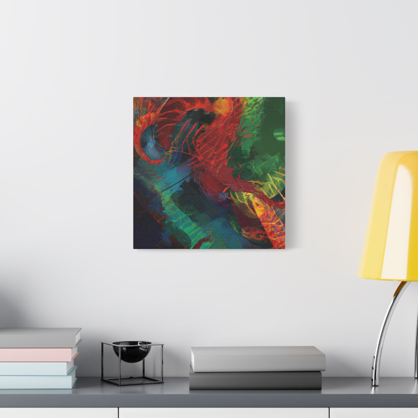 "Microcrystal Mosaic Futurism" - Framed Canvas Print Colourful Wall Art