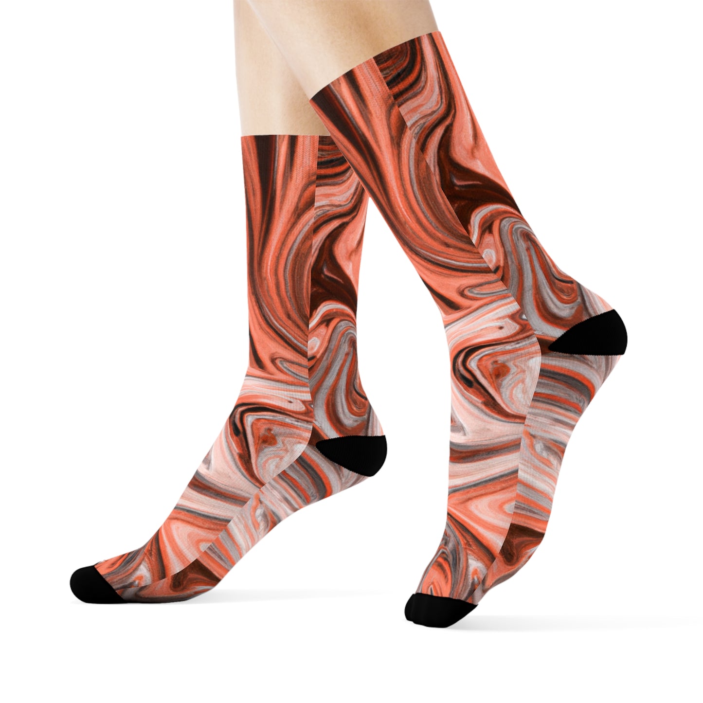 "Rose Gold Marble Swirl Crew Socks: A Chic Blend of Elegance and Comfort!" - Men and Women Crew Socks Combed Athletic Sports Casual Classic