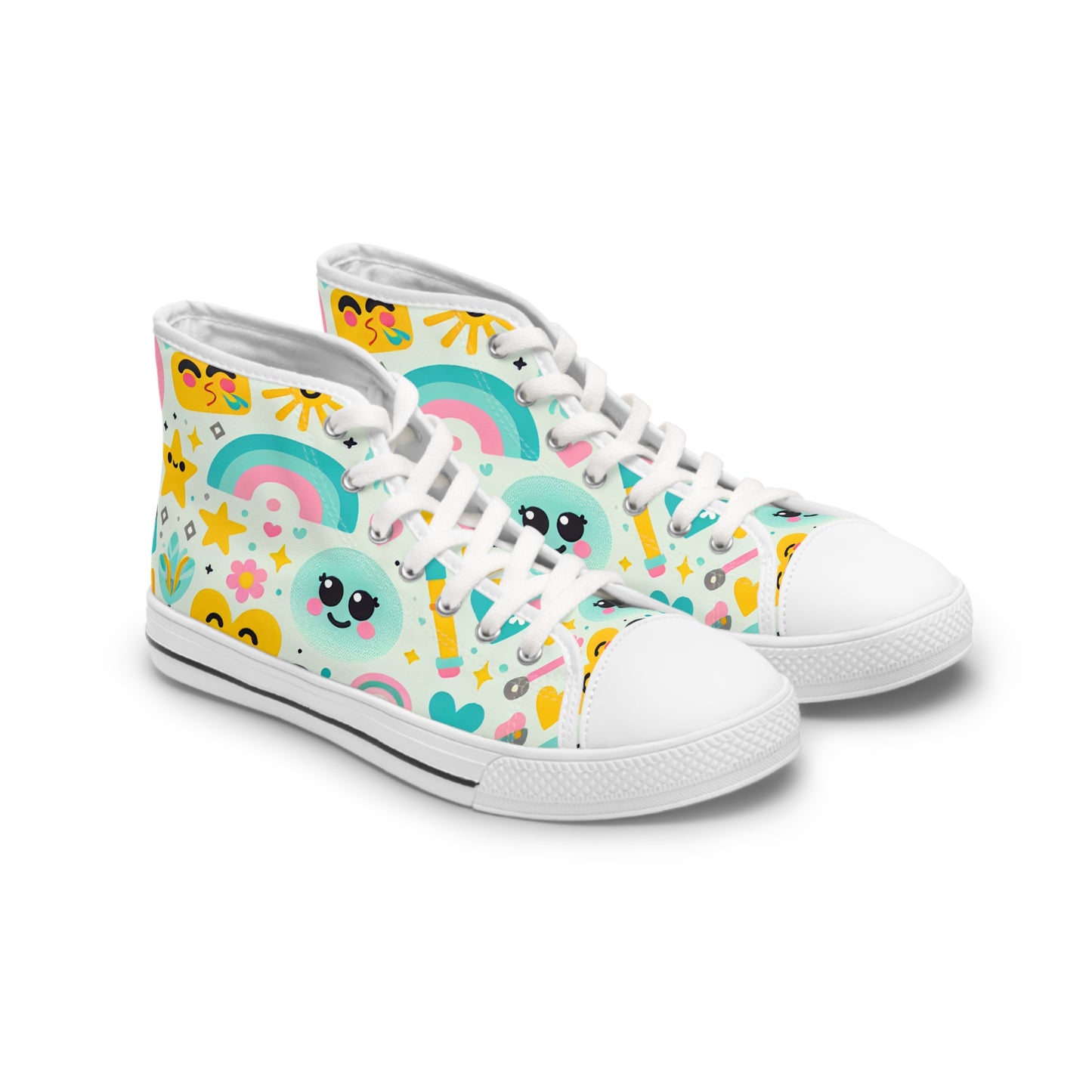 "Emoji Express High-Tops: Spreading Smiles with Every Step!" - High Top Trainers Fashion Sneakers