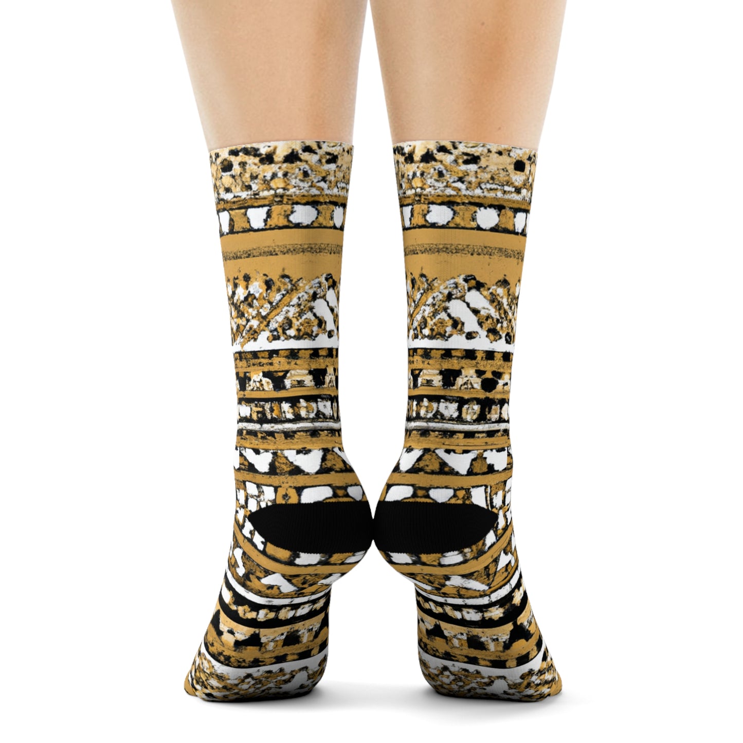 "Earthtones Tribe: Maori Tribal Inspired Crew Socks for a Bold and Boho Look!" - Men and Women Crew Socks Combed Athletic Sports Casual Classic