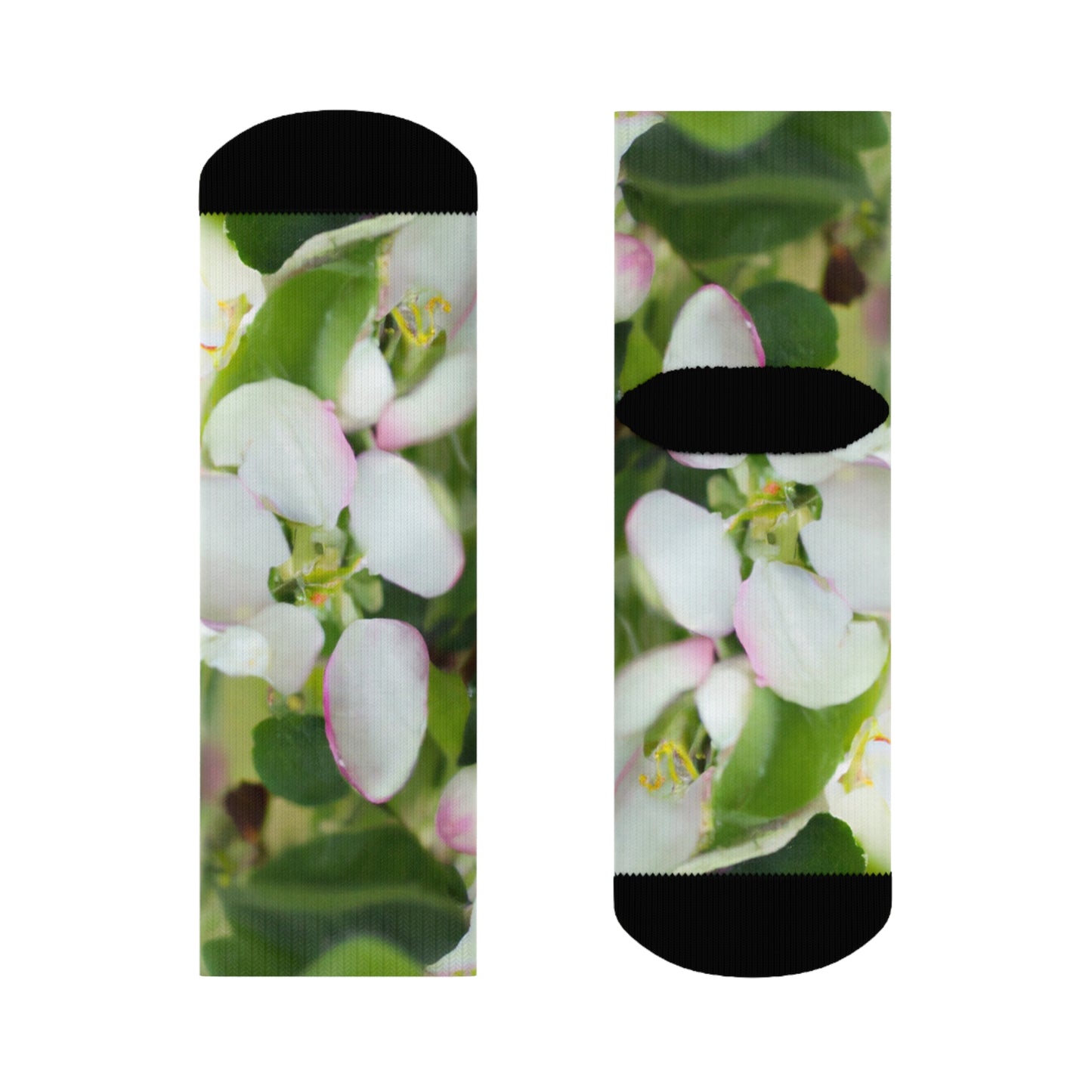 "Spring Blossom Collection: Delicate Apple Blossom Crew Socks in Refreshing Orchard-Inspired Textile" - Men and Women Crew Socks Combed Athletic Sports Casual Classic