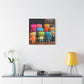 "Whimsical Prints" - Framed Canvas Print Colourful Wall Art