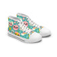 "Emoticon Couture: Whimsical High-Top Sneakers with Playful Emoji Print" - High Top Trainers Fashion Sneakers