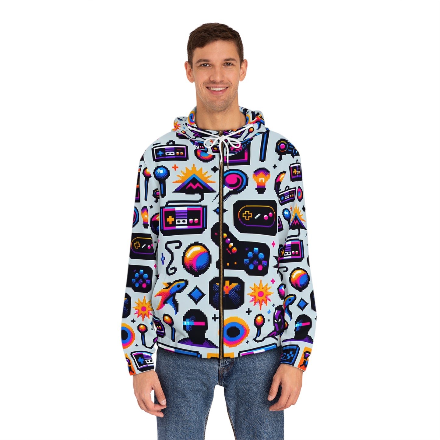 Arcade Pixel Print - Hoodies 3d Print Jupers with Pockets Long Sleeve