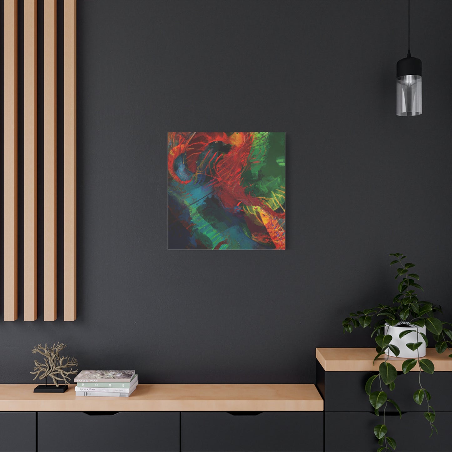 "Microcrystal Mosaic Futurism" - Framed Canvas Print Colourful Wall Art