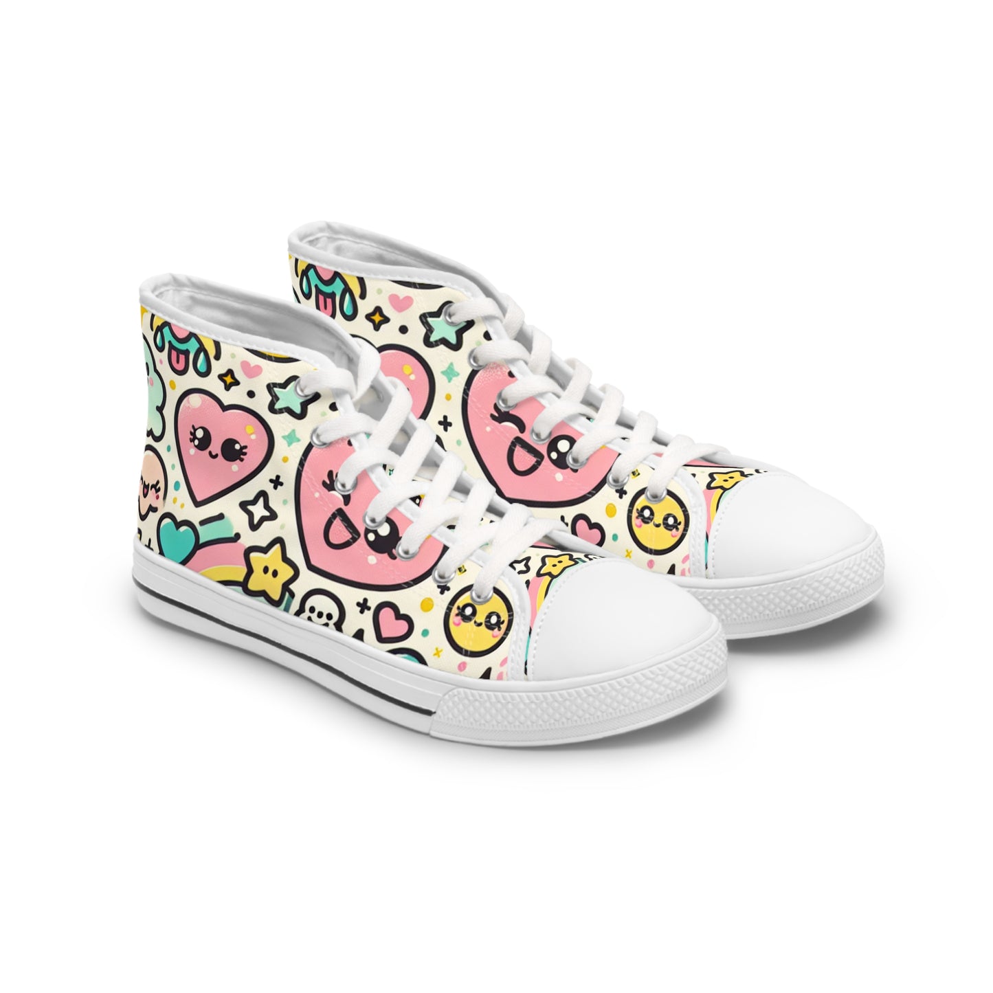 "Emoji Express High-Tops: Playful & Whimsical Sneakers for Fashionable Fun-Lovers" - High Top Trainers Fashion Sneakers