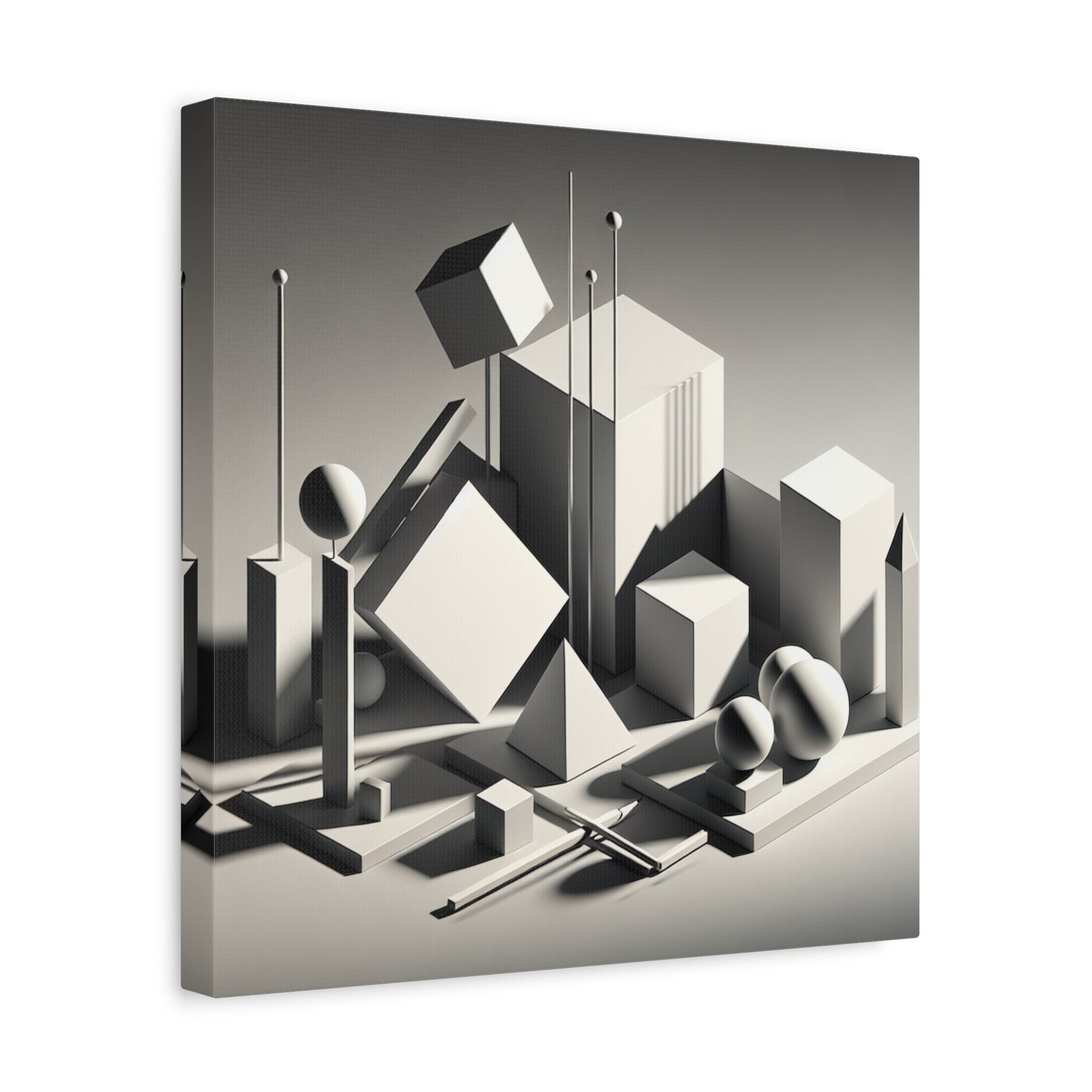 "Geometric Precision" - Framed Canvas Print Colourful Wall Art