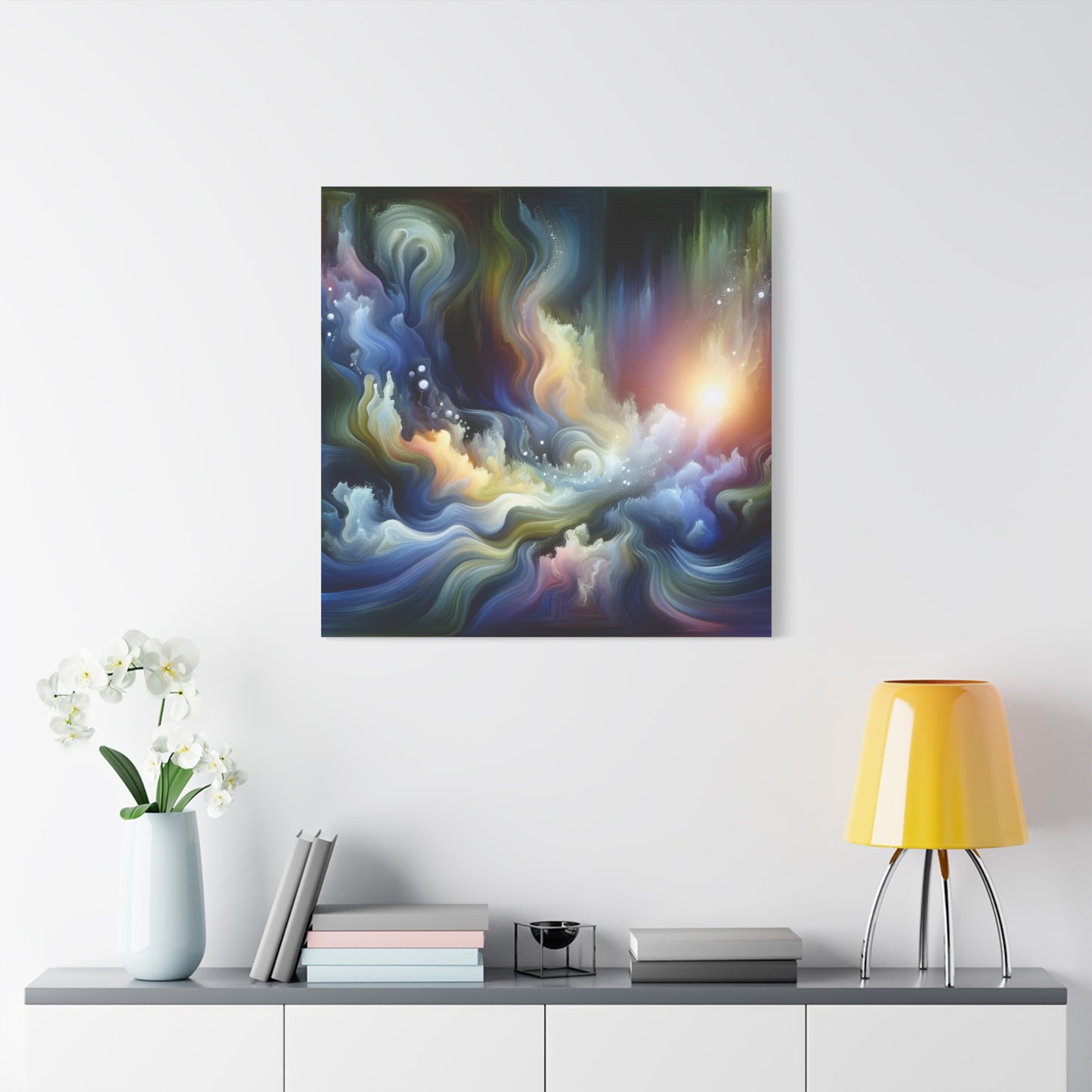 "Organic Ocean Abstract" - Framed Canvas Print Colourful Wall Art