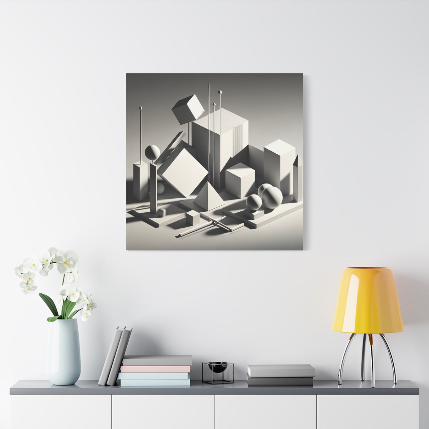 "Geometric Precision" - Framed Canvas Print Colourful Wall Art