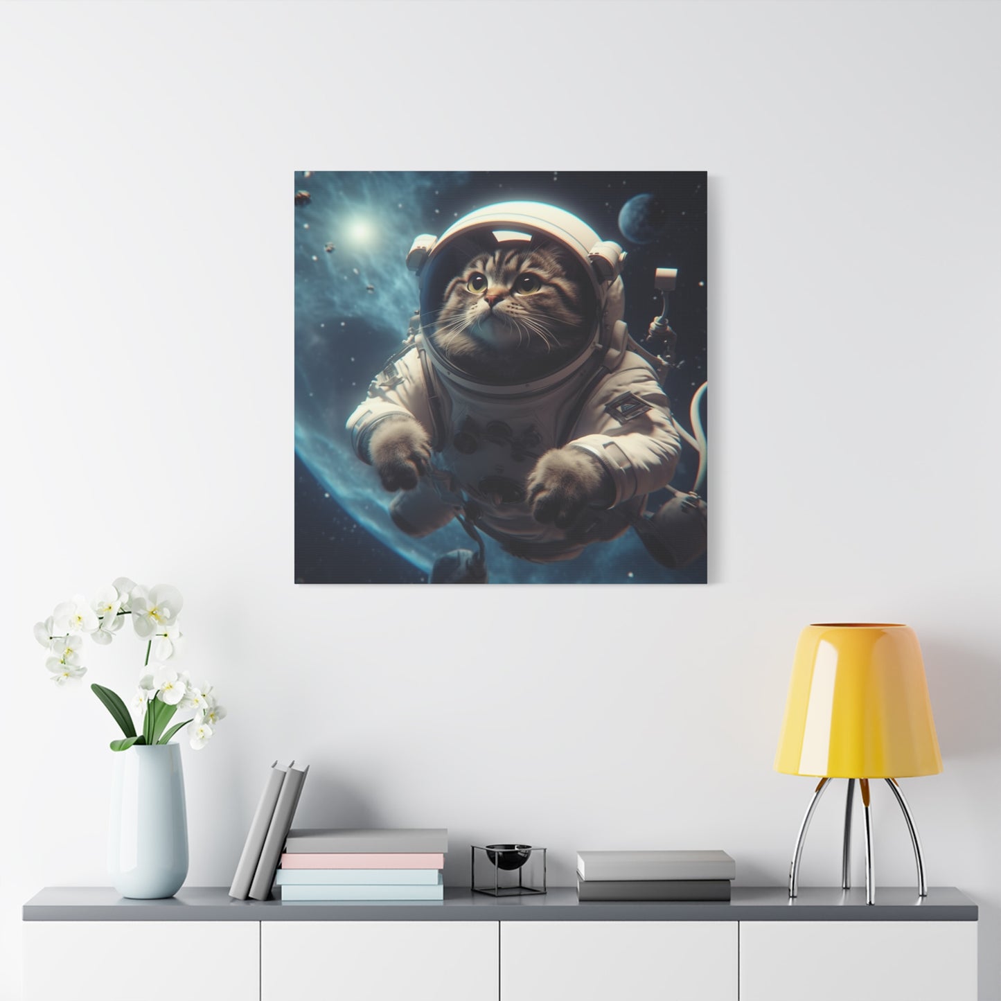 "Space Pet Art" - Framed Canvas Print Colourful Wall Art