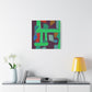 "Geometric Greenscape" - Framed Canvas Print Colourful Wall Art