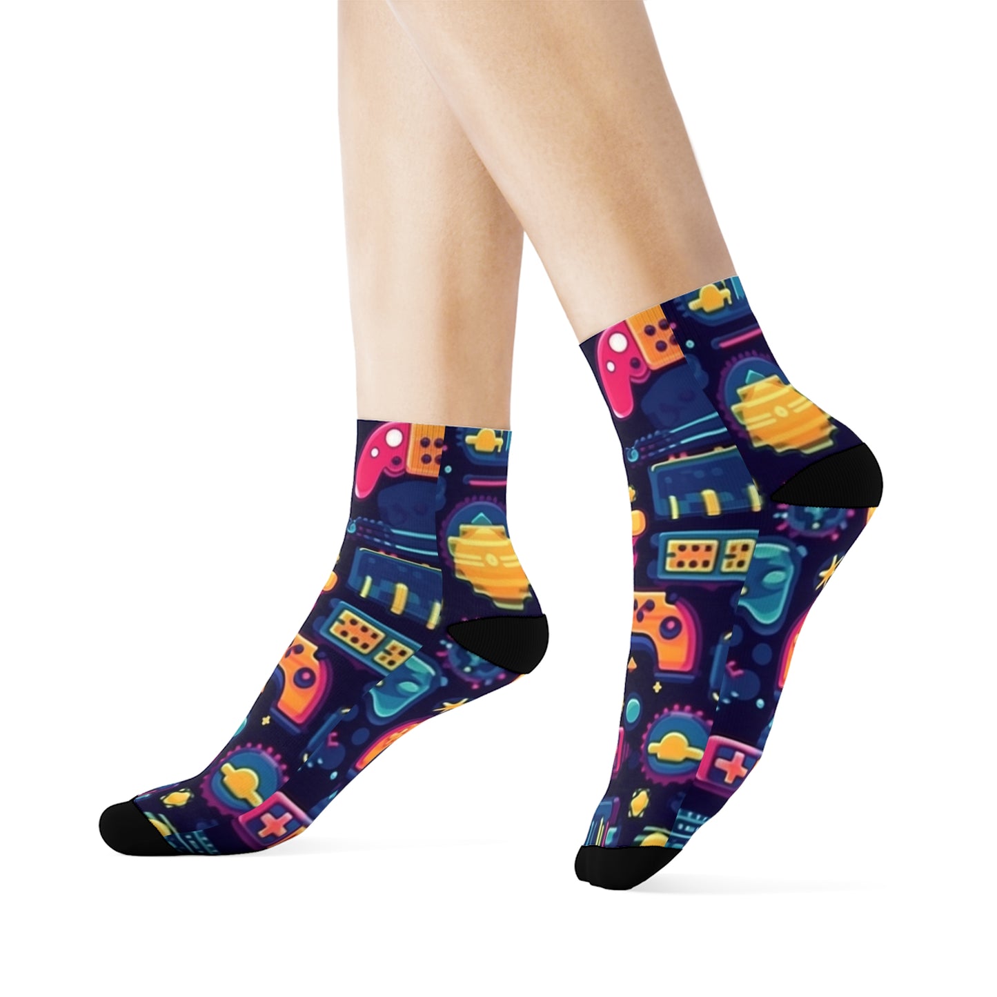 "Emoji-tastic Crew Socks: Adorable Designs for Every Mood!" - Men and Women Crew Socks Combed Athletic Sports Casual Classic