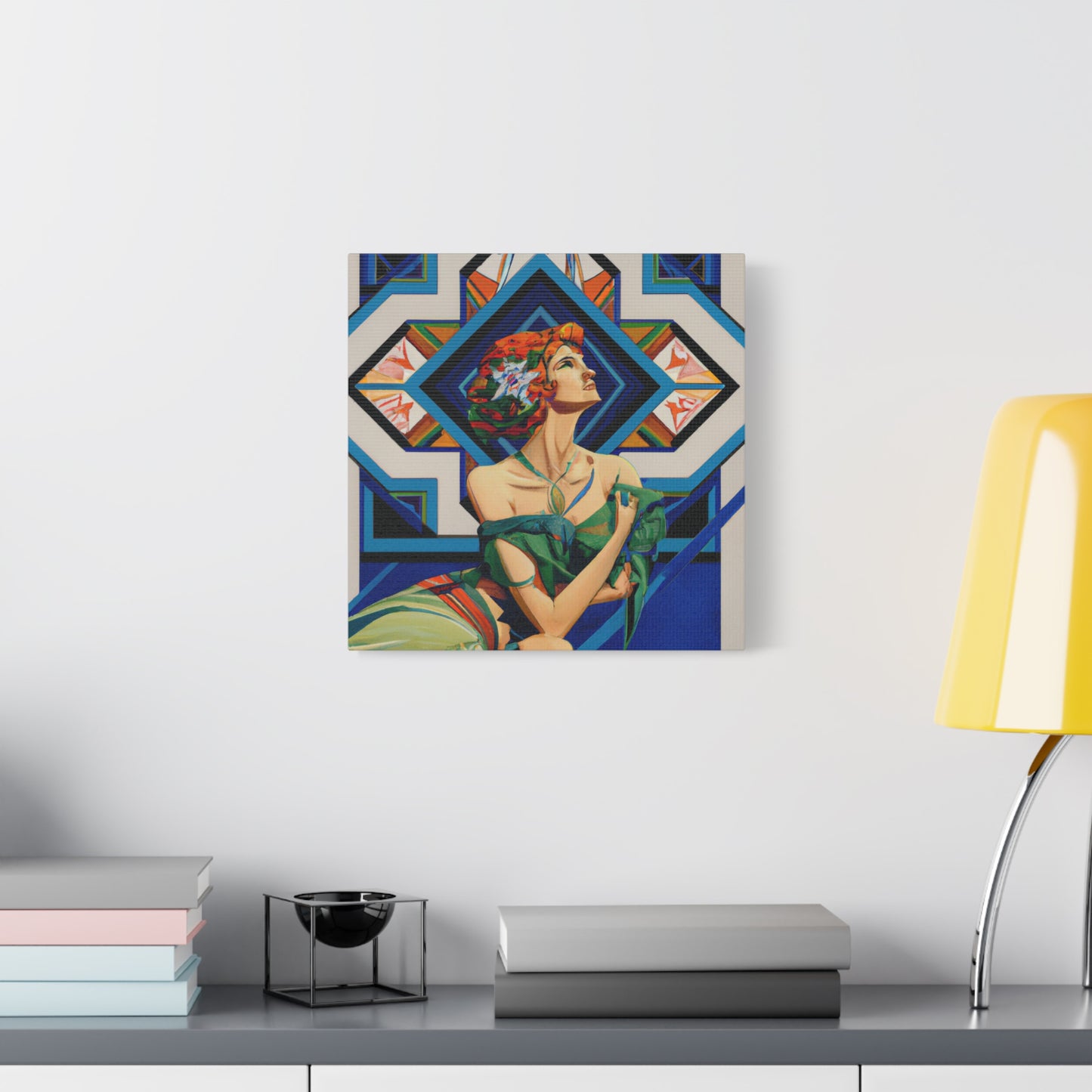 "Glamorously Geometric" - Framed Canvas Print Colourful Wall Art