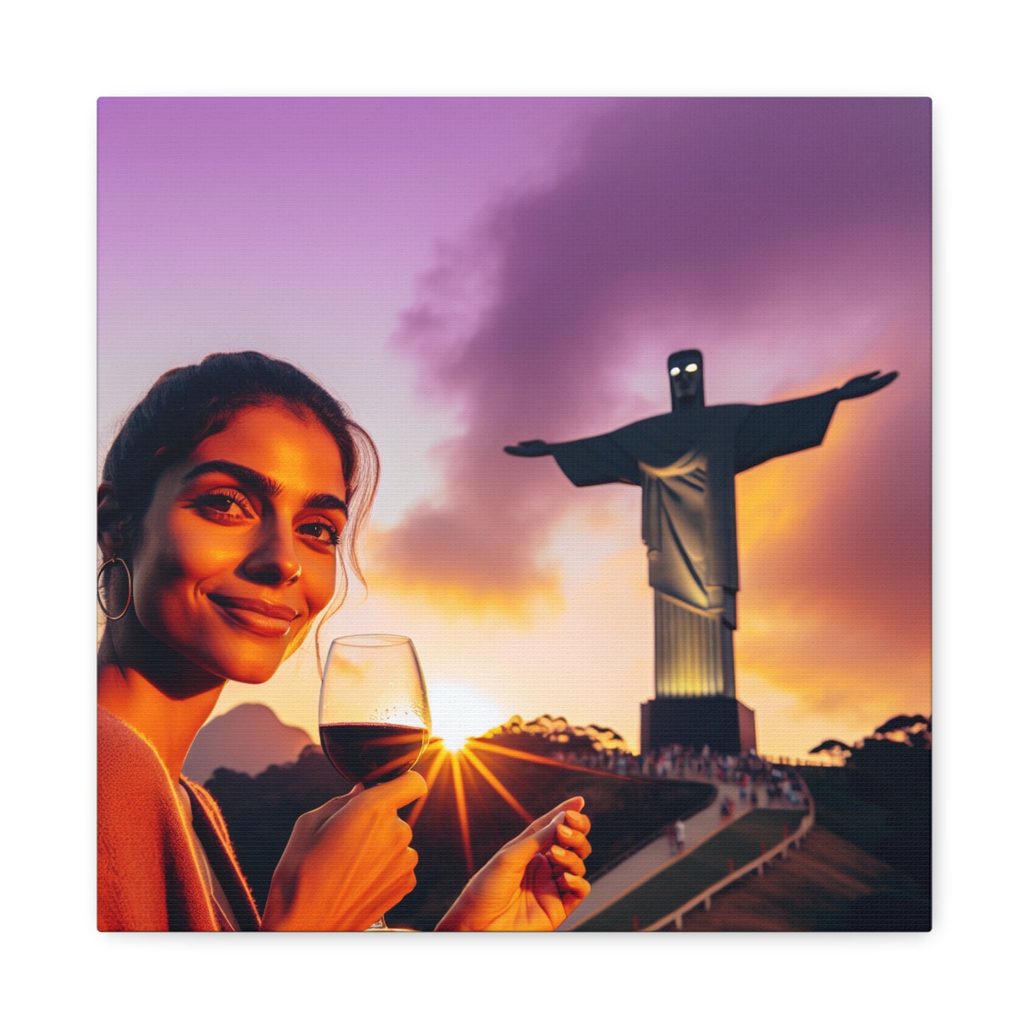 "Brasileira Sunset Serenity" - Framed Canvas Print Colourful Wall Art