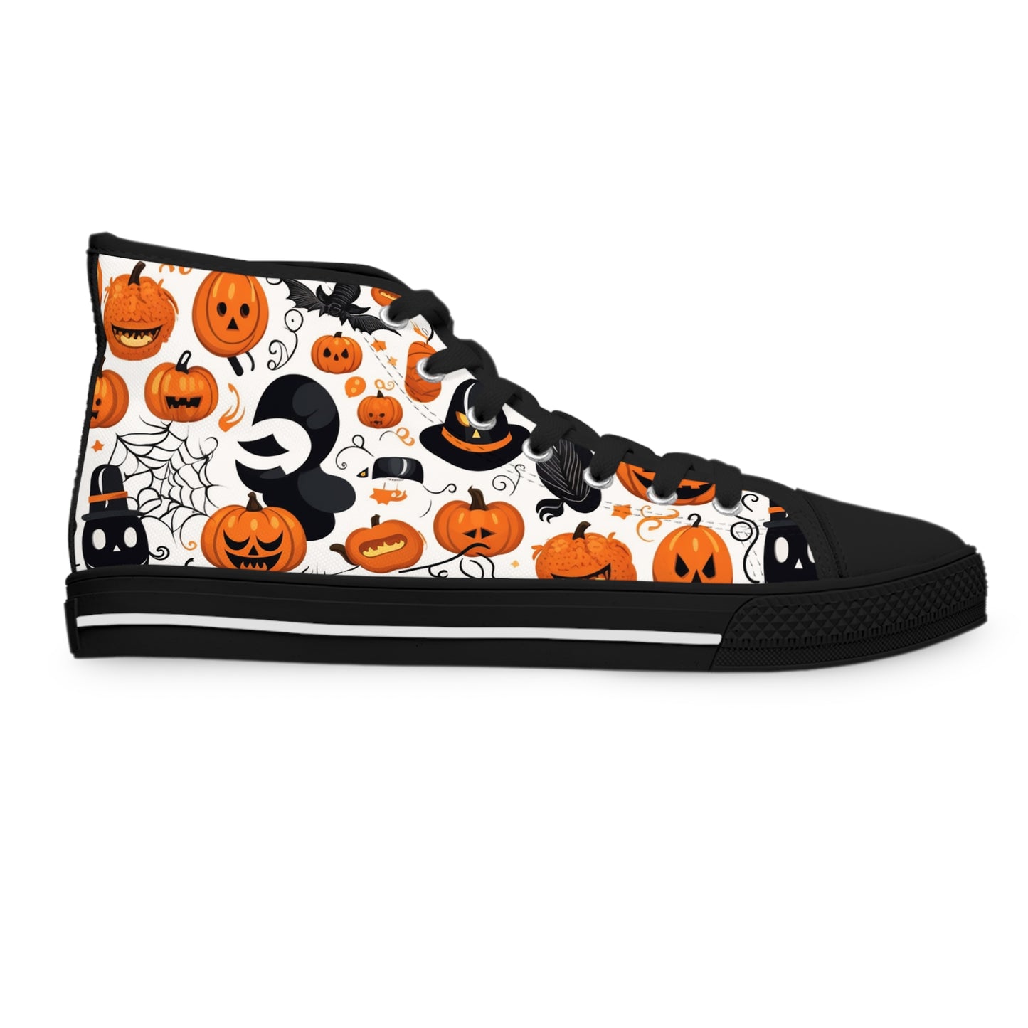 "Spooky Chic: Halloween Patterned High-Top Sneakers for the Ultimate Trick-or-Treat Look" - High Top Trainers Fashion Sneakers