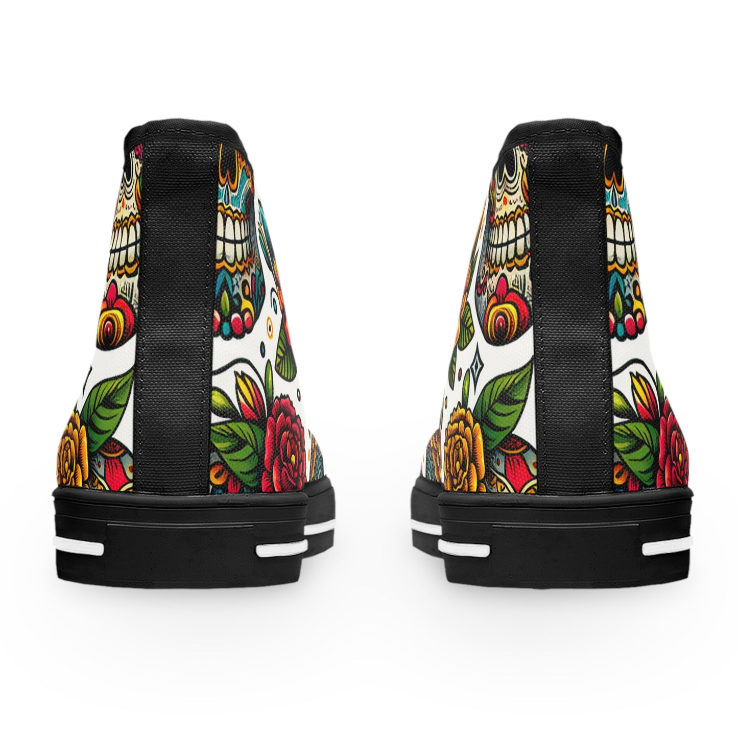 "Day of the Dead Delight High-Top Sneaker: A Vibrant Tribute to Mexican Traditions with Intricate Skull & Floral Motifs in Lively Red, Blue, Green, and - High Top Trainers Fashion Sneakers