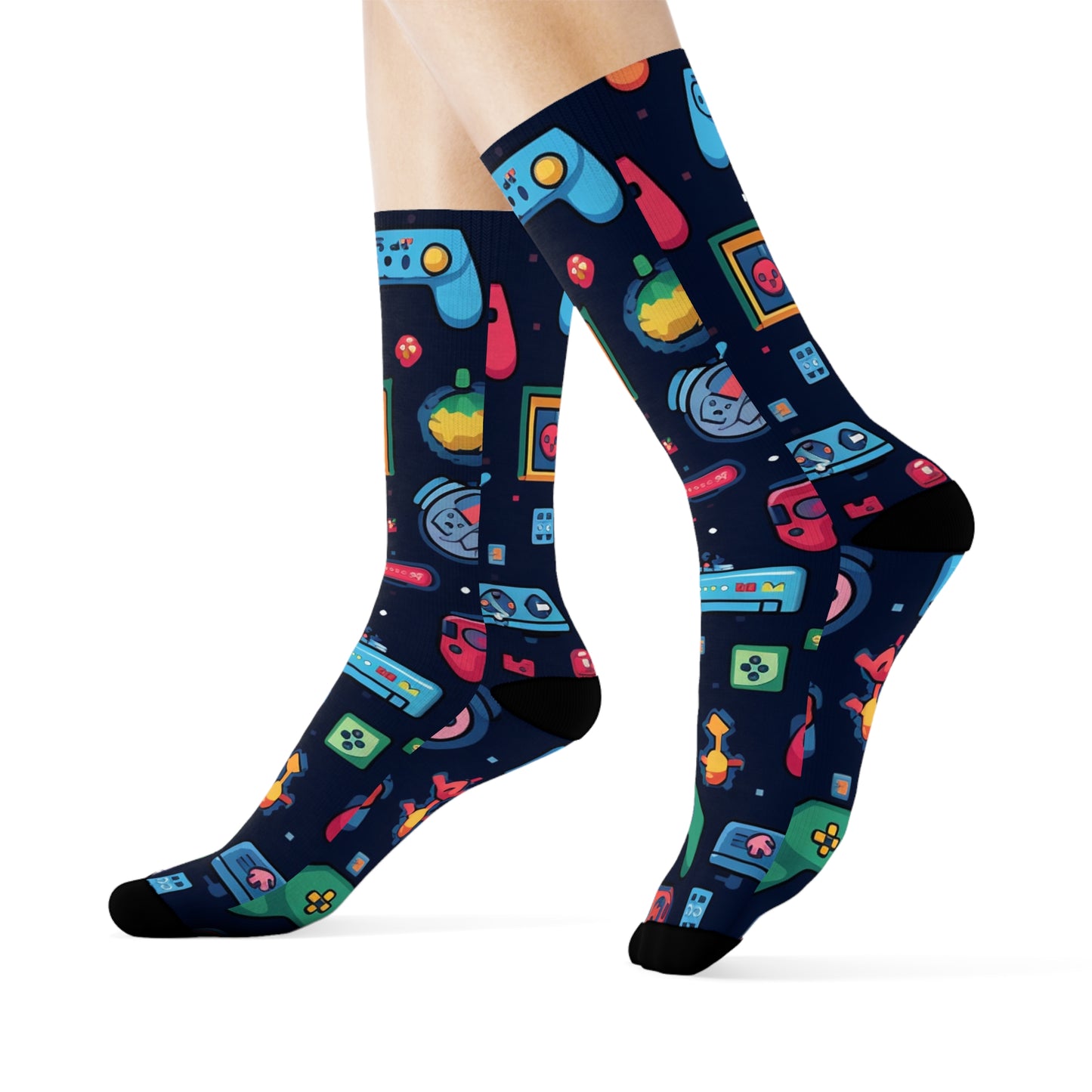 "Emojiful Crew Socks: Add a Pop of Fun to Your Step with Adorable Emoji and Patterned Designs!" - Men and Women Crew Socks Combed Athletic Sports Casual Classic