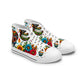 "Introducing our newest high-top sneaker: The Dia de los Muertos Collection! Inspired by vibrant Mexican textiles and the Day of the Dead tradition, each shoe features intricately decorated skulls adorned- High Top Trainers Fashion Sneakers