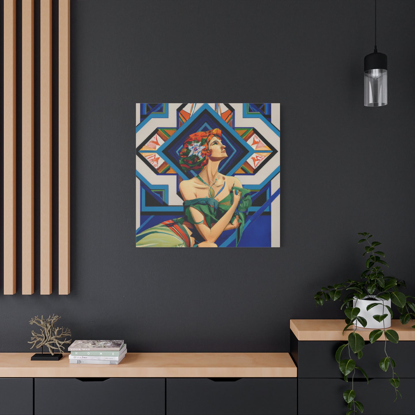 "Glamorously Geometric" - Framed Canvas Print Colourful Wall Art