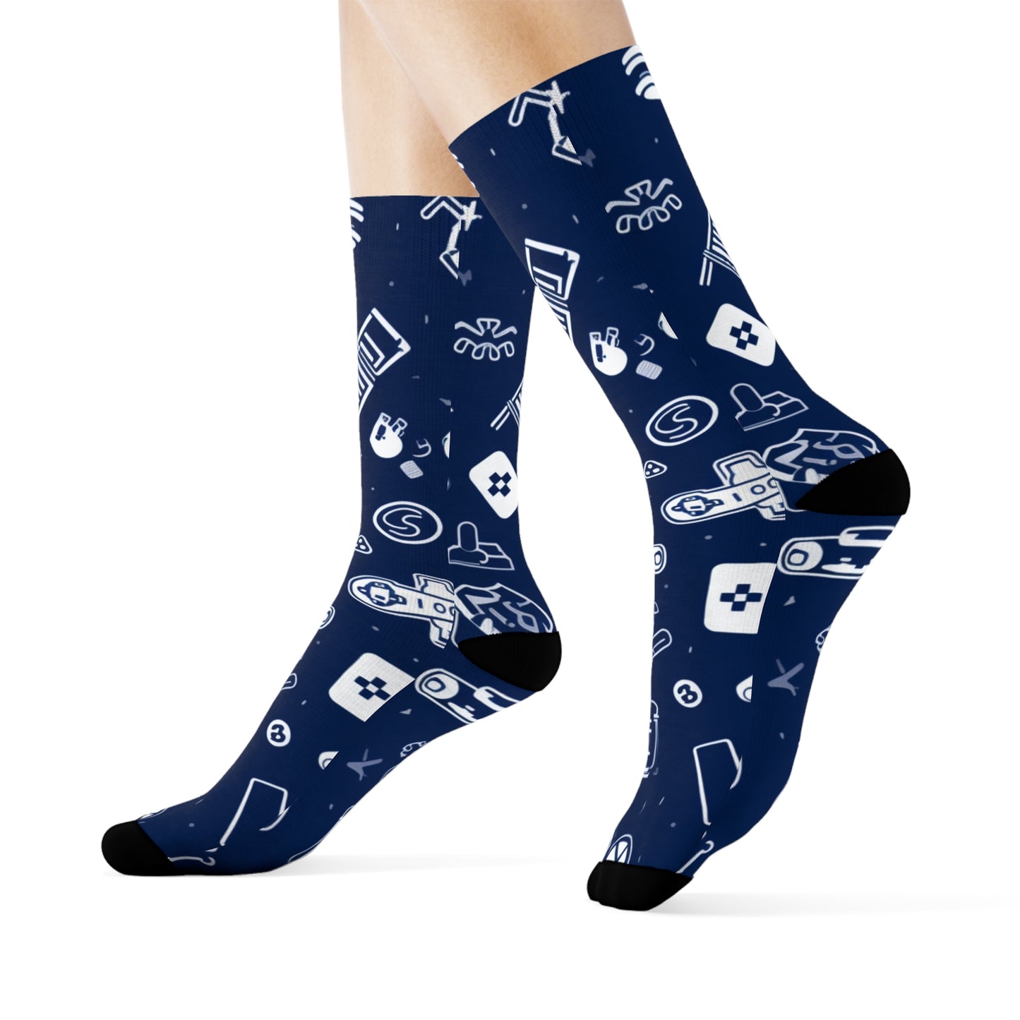 "Emoji Mania: Playful & Whimsical Crew Socks with Charming Characters and Adorable Patterns for Fun and Fashionable Feet!" - Men and Women Crew Socks Combed Athletic Sports Casual Classic