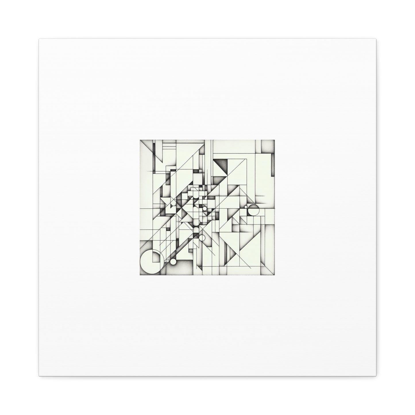 "Monochromatic Geometry" - Framed Canvas Print Colourful Wall Art