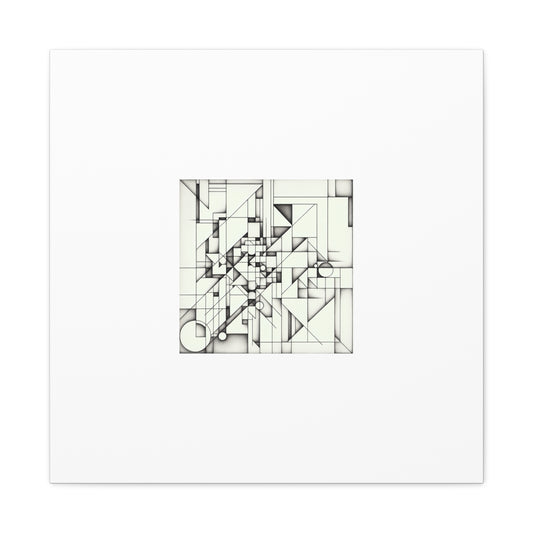 "Monochromatic Geometry" - Framed Canvas Print Colourful Wall Art