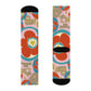 "Flower Power: Retro Floral Crew Socks with 70s-inspired Textile in Warm Hues" - Men and Women Crew Socks Combed Athletic Sports Casual Classic