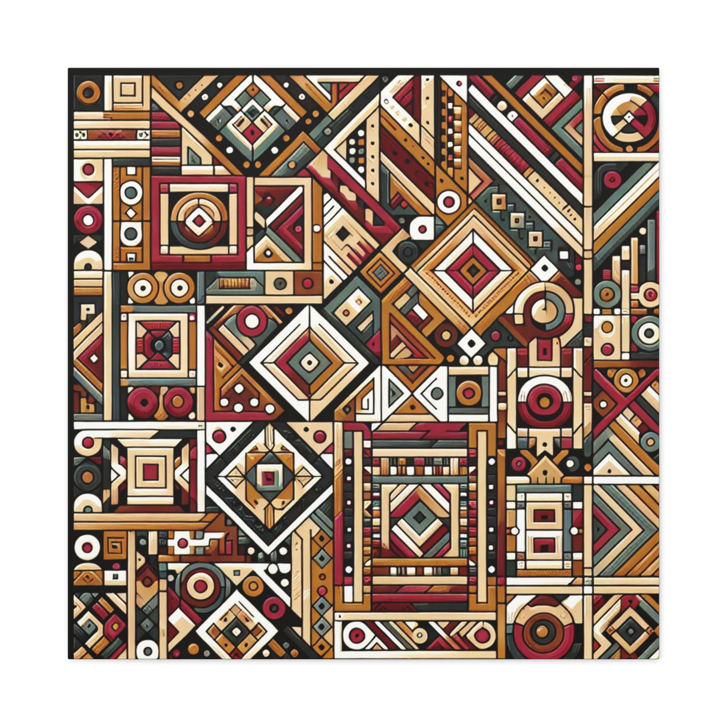 "Native Geometry" - Framed Canvas Print Colourful Wall Art