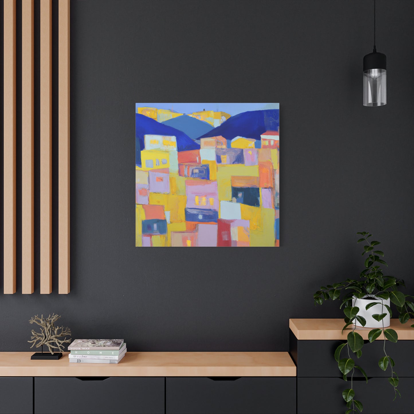 "Urban Geometry" - Framed Canvas Print Colourful Wall Art